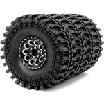 HOBBYSOUL 1.9 tires Height 4.75" (121mm) Mounted on 1.9 Beadlock Wheels Black Fit 1/10 Crawler Redcat Gen8 Traxxas TRX-4 Tamiay CC01 Axial SCX10 Mud Crawler Badland Terrain, (4-Pack, Assembled)