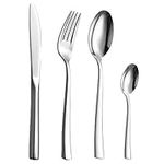 Velaze 24-Piece Silverware Flatware Cutlery Set, Premium Stainless Steel Utensils Service for 6 Person Include Dinner Spoon, Dinner Fork, Dinner Knife and Tea Spoon, Mirror Polished Design