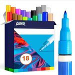 QBIX Acrylic Paint Marker Pens 0.8 mm – 18 pcs Pen Set for Rock Painting, DIY Craft Projects, Ceramic, Glass, Canvas, Wood, Metal – Ultimate Paint Pens with Highly Pigmented Acrylic Paint