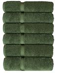 Luxury Hotel & Spa Collection, Quick Dry 100% Turkish Cotton 700 GSM, Eco Friendly Towel, for Bathroom, Gymand Kitchen Dobby Border Soft Hand Towel Set 16 X 30, Moss, Hand Towels - Set of 6