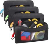 4 Pack Small Tool Bag Zipper Pouch, Water Resistant 1680D Oxford Storage Pouch with Clear Window, Tool Organizers and Storage for Tools, Cosmetics, Travel Accessories, Stationary