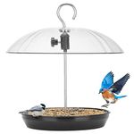 Kingsyard Adjustable Platform Wild Bird Feeder for Fruit, Seed or Mealworms, Dome Top Seed and Bluebird Feeder, Black