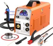 HITBOX Single Pulse Aluminium MIG Welder, 250Amp Large Colour Screen Portable Multi-Process MIG Welding Machine, 6 in 1 Digital Solid Flux Gas Gasless MIG MAG ARC Lift TIG Inverter Welder(MIG250DP)