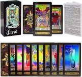 Tarot Cards Deck Set, 78 Classic Tarot Cards for Beginners & Expert Readers Surface Laser Tarot Card Deck with Guide Book English Instructions