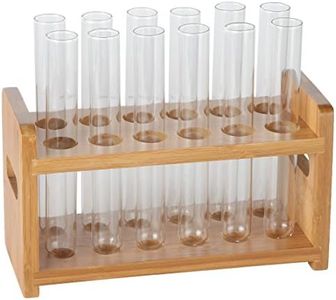 Lily's Home Bamboo Test Tube Vial Shot Glasses Holder Rack, Great as Pen Stand, Made from Bamboo with Built-in Handle, Rack Only, Glass Tubes NOT Included, 12 Tube Capacity (7/8" (22mm') Holes)