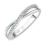 SHELOVES 925 Sterling Silver Eternity Rings for Womens Round CZ Infinity Wedding Ring Band Jewellery Gift Size O