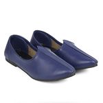 Divyanshu Fashion Mens Men,s Height Increasing Patent Faux Leather Tan Casual British Punjabi Jutti, Nagra and Mojaries Penny Loafer DF-Z-9649 (Blue, 9)