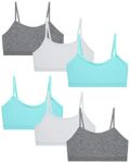 Only Girls Training Sports Bra - Spandex Seamless Girls Cami Crop Bralette (6 Pack) - - Medium - 7/8