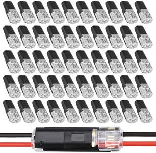 Double Wire Plug in Connector with Locking Buckle, Flame Retardant Locking Wire Quick Connectors, Suitable for Emergency Repairs, Home and Automotive Wiring, Easy to Use (50PCS)
