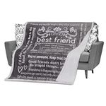 Funny Best Friend Blanket, Gifts for Best Friends Women, Birthday Gifts for Best Friend Female, Bestie Blanket Fun Quotes, Unique Friendship Presents for Teen Girls,153x127 cm (Grey, Sherpa)