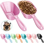 Fenenik Pet Food Scoop 2 Pack, Dog Cup Capacity Cat Food Scooper With Measuring Lines For Dog, Puppy and Cat Coffee Bean, Flour Scoop Purple