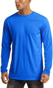 MAGCOMSEN UPF 50 Shirts for Men Sun Protection Clothing Long Sleeve UV Protection Rashguard Athletic Shirts Dry Fit Running Shirts Bright Blue