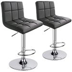 Leopard Bar Stools, Modern PU Leather Adjustable Swivel Bar Stool with Back, Set of 2 (Grey)