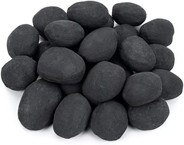 Stanbroil 24pcs Light Weight Ceramic Fiber Pebble Stones for Indoor Outdoor, Gas Inserts, Ventless, Vent Free, Electric, Outdoor Fireplaces and Fire Pits - Black