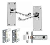 5 Sets of Victorian Scroll Latch Door Handles Polished Chrome Hinges & Latches Pack Sets 118MM X 40MM - Haven Heritage®