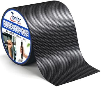 TONLER TAPE 4 Inch x 16.5 FT Black Rubber Grip Tape, Ultra Strong Adhesive Anti-Slip Textured Tape, Waterproof & Heat Resistant Cushion Pad for Handles