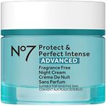 No7 Protect & Perfect Intense Advanced Night Cream Fragrance Free - Vitamin E & Shea Butter Face Cream - Fine Line Reducing Moisturizer with Collagen Peptide Technology (1.69 fl oz)