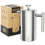 Coffee Llama™ French Press | 1 Litre | 8 Cups Cafetiere Doubled Walled Portable Stainless Steel Coffee Press for Home, Travel & Camping with 3 Extra Filters