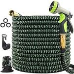 VIENECI 100ft Garden Hose Expandable Hose, Durable Flexible Water Hose, 10 Function Spray Hose Nozzle, 3/4" Solid Brass Connectors, Extra Strength Fabric, Lightweight Expanding Hose