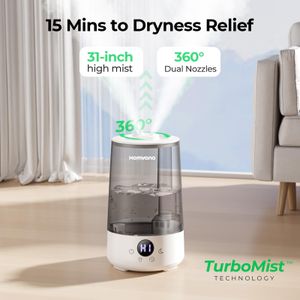 Homvana 3.6L Cool Mist Humidifier – Grey, Large Room Air Moisturizer