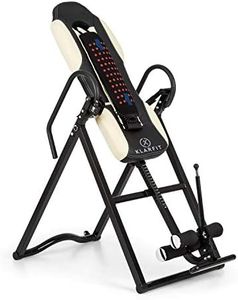 Klarfit Ease Delux - Inversionsbank, Schwerkrafttrainer, Rückentrainer, Inversionstisch, Entlastung der Wirbelsäule, bis 136kg Körpergewicht, Wärme-und Massagefunktion, beige