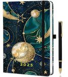 ZXHQ Diary 2025 A5 Page a Day, Jan-Dec 2025 Diary Day Per Page Full Year Planner, Hardcover, with Monthly View Page, Pen Set, Inner Pocket, 5.9" × 8.5" - Blue Planet