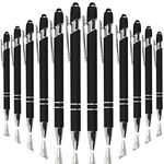 Oddmoal Ballpoint Pen with Stylus Tip, Soft Touch Click Metal Pen, 1.0mm Medium Point, Black Ink, 12 Count(Black)