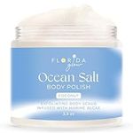 Sea Salt Body Scrub by Florida Suncare - Ocean Salt Body Polish Infused with Marine Algae - Exfoliating Face and Body Scrub - Facial Scrub Exfoliator to Tackle Acne and Scars (Coconut, 3.3)