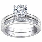 SHELOVES Solitaire Bridal Ring Sets 925 Sterling Silver Wedding Ring Sets for Women Round CZ Sz O