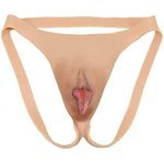 ZXJEN Crossdresser Panties, Soft Men'S Camel Toes Silicone Panty Hiding Gaff Thong for Transgender Drag Queen Shemale,white,without hair