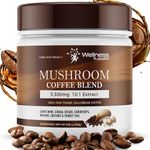 Mushroom Coffee, Organic Mushrooms Instant Coffee, Great Tasting Columbian Coffee, Organic Keto Coffee, 7 Superfood Mushrooms Lions Mane, Chaga, Reishi, Cordyceps, Maitake, Shiitake, and Turkey Tail