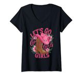 Womens Cute Western Cowgirls Country Western Rodeo Let's Go Girls V-Neck T-Shirt