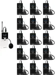 Retekess TT116 Wireless Tour Guide System, Tour Guide Audio System, Noise Reduction, 200m/656ft, Tour Guide Headsets for Factory(1 Transmitter 15 Receivers)