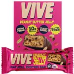 Vive Peanut Butter Jelly Protein Bars – Dark Chocolate Coated, Vegan, High Fibre Snacks – Pack of 12