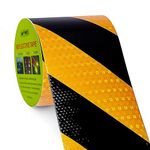 ONTWIE Twill Reflective Tape 33ft x 4in, Reflective Warning Tape Transport Safety Roll Road Tape - Black/Yellow