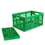 SAY PLASTO Collapsible Storage Crates/Stackable Plastic Storage Container Foldable Basket Multipurpose (Green), Set of 1