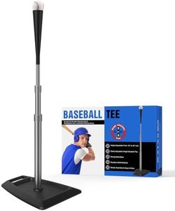 Portable Batting Tee for Baseball/Softball, Tees Height Adjustment from 24-45 inch, Baseball Tees for Hitting with Heave Duty Base, Softball Tee with 2 Durable Rubber Top, Tee Alloy Stem (45 inch)