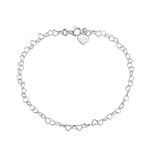 Amberta 925 Fine Sterling Silver Naturally Adjustable Anklet - 3 mm Heart Chain Ankle Bracelet - up to 9.5" inch - Flexible Fit