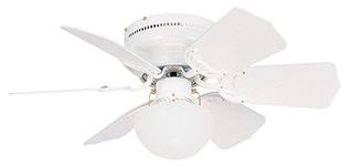 Litex BRC30WW6C Vortex 30-Inch Ceiling Fan with Six Reversible White/Whitewash Blades and Single Light kit with Opal Mushroom Glass