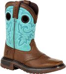 Rocky Kid's Original Ride FLX Western Boot, Saddle Brown and Teal, 6 Big Kid