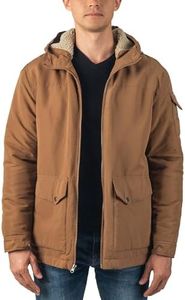 Alpine Swiss Shane Mens Sherpa Lined Parka Hooded Winter Coat Cargo Utility Jacket Tan Small