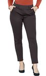 Marycrafts Women's Pull On Stretch Yoga Dress Business Work Pants, Black Brown, 12