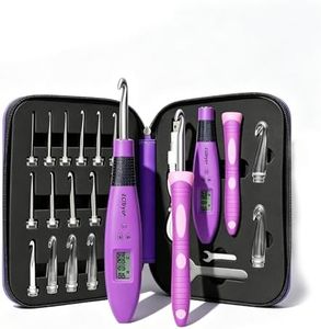 Transplant Crochet Hook Set with Stitch Counter,Crochet Kit with 18 Different Size Interchangeable Crochet Needle,Ergonomic with 2 Levels Led and Digital Stitch Counter for Crocheting and Knitting