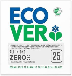 Ecover Zero Dishwasher Tablets, Contains Salt & Rinse Aid, Powerful Cleaning, Pack of 1, 25 Tablets