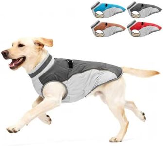 Aokown Dog Winter Coat for Medium Dogs, Adjustable Puppy Warm Jackets in Cold Weather, Reflective Pet Fleece Vest with External Attachment Points, Zippered Cold-Weather Dog Winter Clothes, M Black