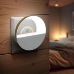 Robustt Sensor Night Light - Pack of 1 | Round Shape | White LED Light | ABS Material | Automatic On/Off | Night Light for Bedroom | Smart Light Sensor