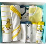 TinyLane - Curated for you! 100% Organic Gift for New Born Baby Boy & Girl, 0 to 6 Months, Pack of 8, Multi Color, Skin Friendly, Winter Special, Baby Shower Gifts (Duck + Plain, Pack of 8)