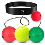 Global-Daily Boxing Training Ball with Adjustable Headband, Reaction Ball for Training, Speed, Boxing Training, Mixed Martial Arts, Fitness, Reaction Training (Red+Green+Yellow)