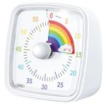 Yunbaoit Visual Timer with Night Light, 60-Minute Countdown Timer for Kids and Adults, Silent Classroom Timer, Pomodoro Timer with Rainbow Pattern for Home, School, Kitchen, or Office (White)