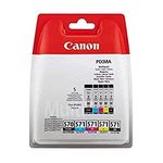 Canon PGI-570 BK CLI-571 BK C M Y PGBK Pack of 5 cartridges (Black Cyan Magenta Yellow Office Black Colour) Genuine Canon (Plastic Pack)